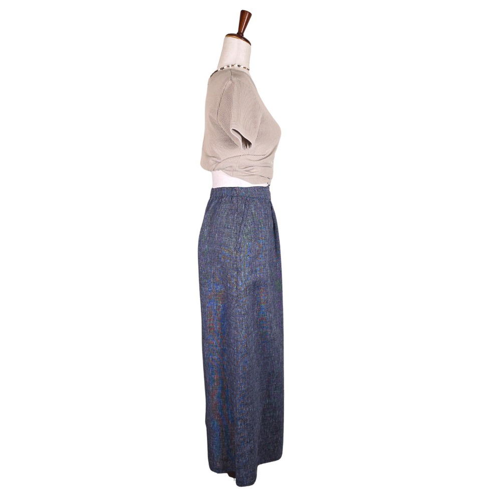 Vintage FLAX by Jeanne Engelhart Maxi Skirt L Linen Blue Button Front Lagenlook - Picture 7 of 15